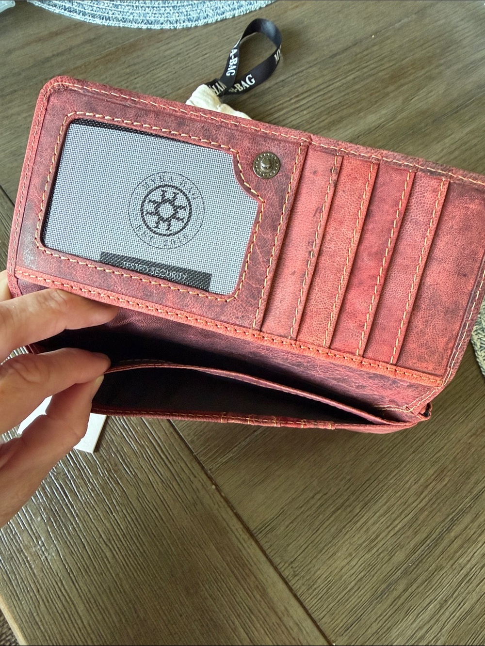 Myra Bag Vintage Burgundy Leather Wallet with Heart Charm - Picture 3 of 7